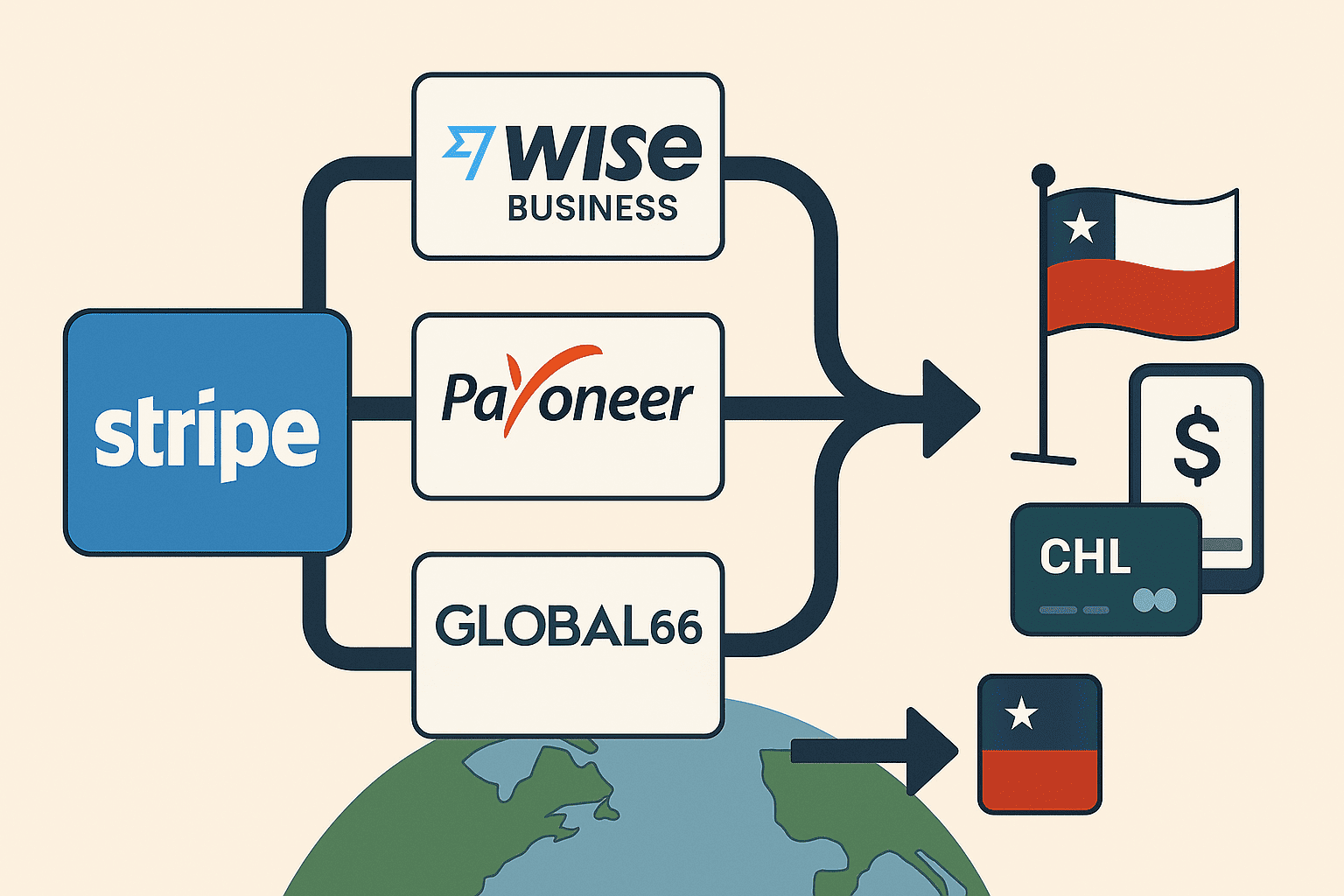 How to Receive Stripe Payouts in Chile Without a U.S. Entity 1 How to Receive Stripe Payouts in Chile Without a U.S. Bank Account → Compare using Wise Business vs. Payoneer vs. Global66.