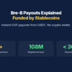 Bre-B Payouts Explained: Funded by Stablecoins. Instant COP payouts from USDC. No crypto wallet. 1B+ Bre-B transactions, 108M Registered keys