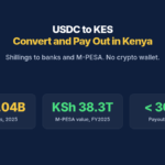 USDC to KES: Convert and Pay Out in Kenya. Shillings to banks and M-PESA. No crypto wallet. US$5.04B Remittances, 2025, KSh 38.3T M-PESA value, FY2025