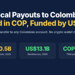 Local bank transfer payouts to Colombia in COP funded by USDC, with Colombia imports, remittances and TRM stats