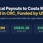 Local bank transfer payouts to Costa Rica in CRC funded by USDC, with SINPE, exports and Monex rate stats