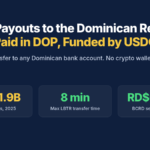Local bank transfer payouts to the Dominican Republic in DOP funded by USDC, with remittances, LBTR and BCRD rate stats